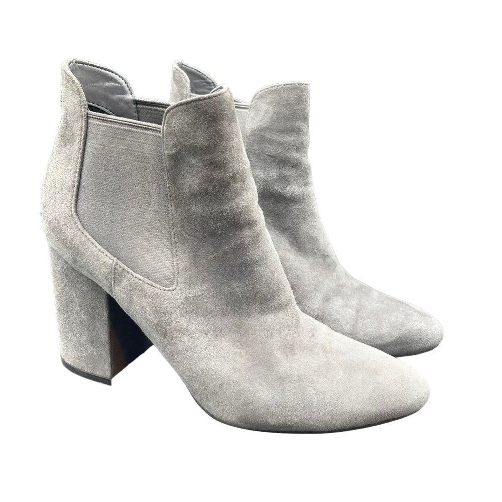 Cole Haan Whitlyn Boots Womens 8.5 B Suede Almond Toe Gray Chelsea